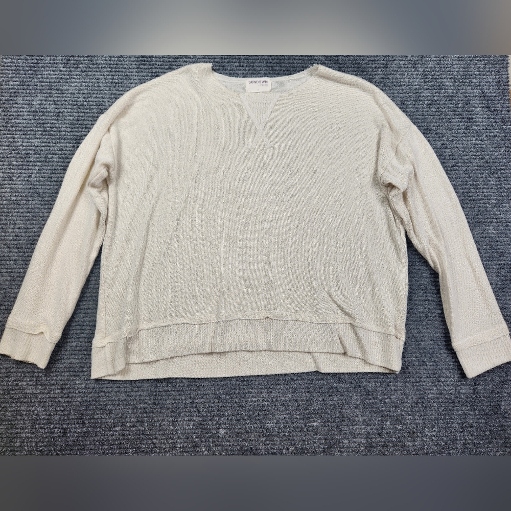 Sundown by River + Sky Lounge Wear Gold Metallic Cream Knit Long Sleeve Sz M